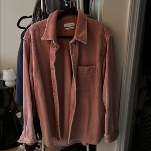 Pink Corduroy Button-Up Shirt